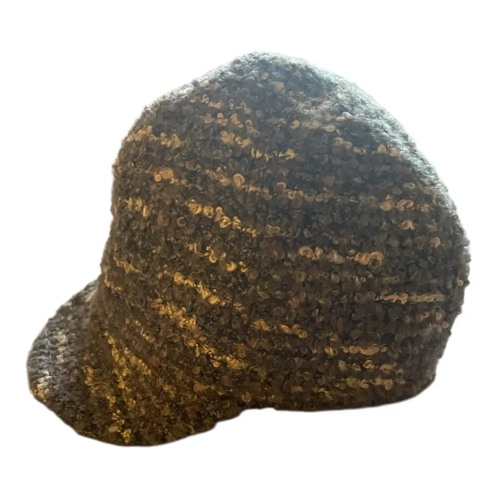 Vintage 90s/Y2K Purple Gray Boucle Knit Hunter Cap Lined Cozycore